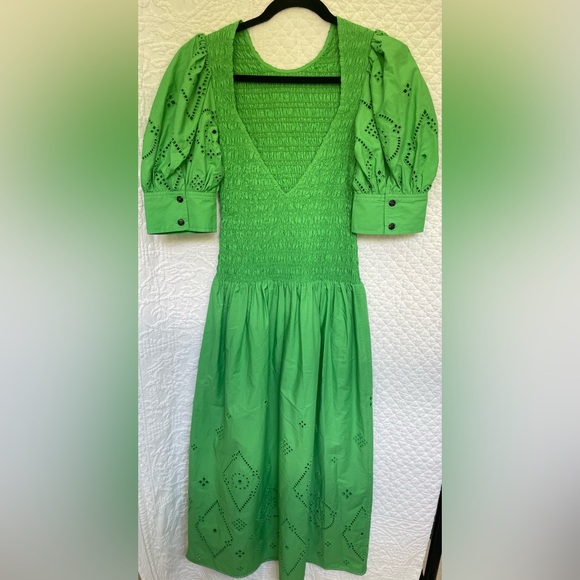 Ganni Broderie Anglaise midi dress, size 34 (2) - Picture 3 of 8